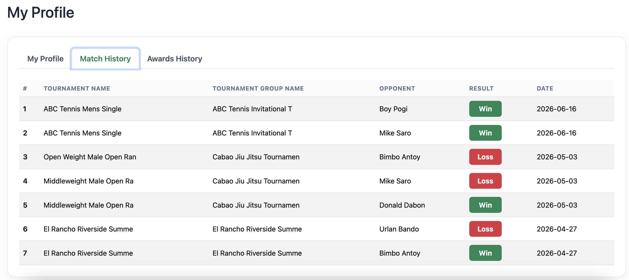Match History